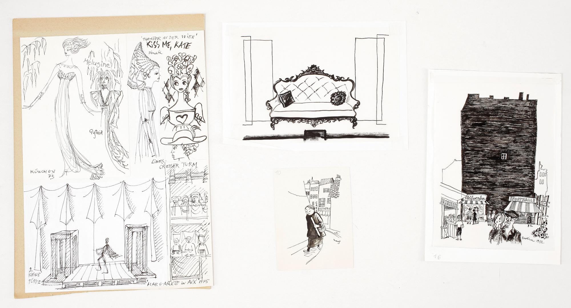 MAX GOLDSTEIN (MAGO), ca 40 st, illustrationer bl a för Författarförlaget AB, flertalet signerade.
