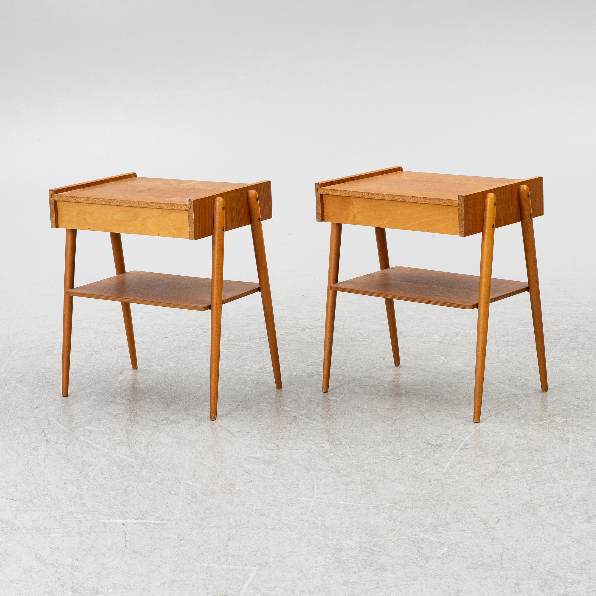 Sängbord, ett par, AB Carlström & Co Möbelfabrik, 1950/60-tal.
