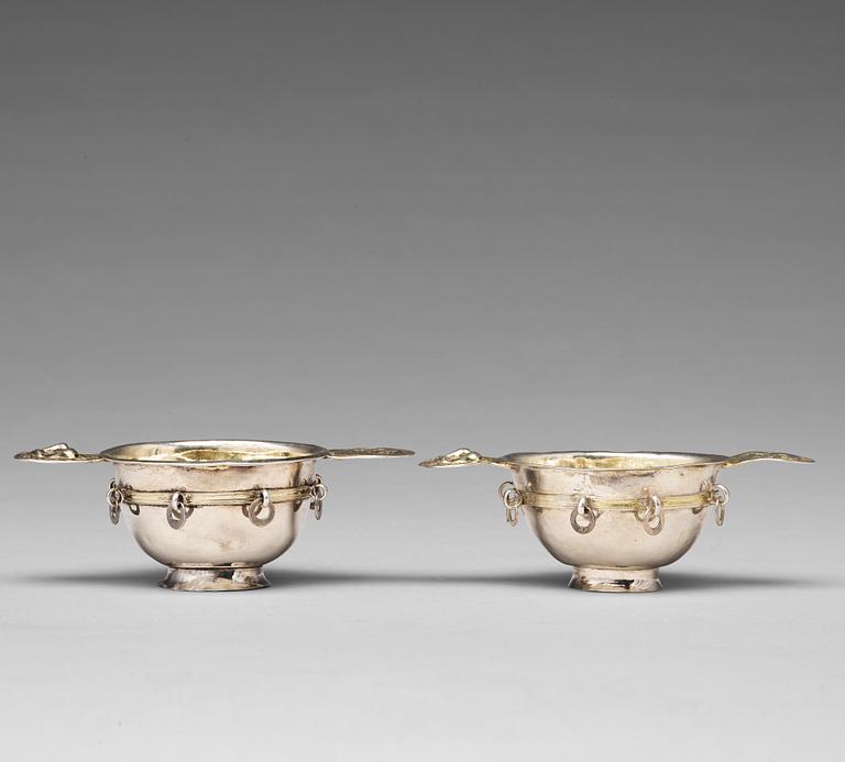 A matched pair of Swedish 18th century parcel-gilt silver brandy-bowls, mark of Johan Westerberg, Piteå (-1807-1829).