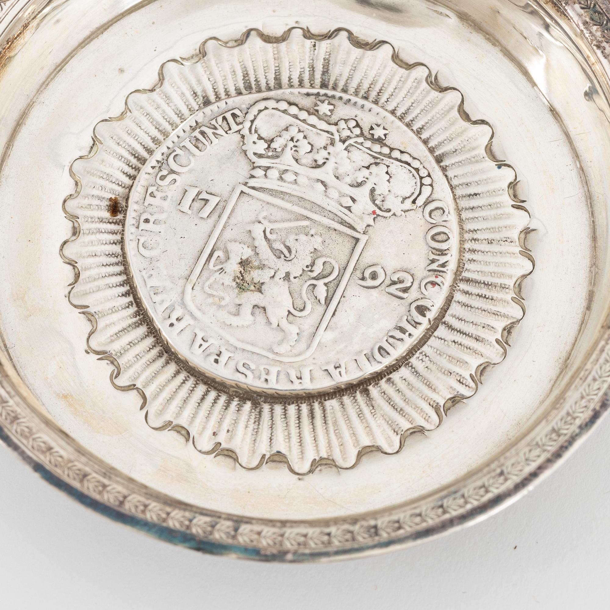 Six silver tastevin/wine tasting cups, including Gustave Keller, Paris, France, 19th/20th century.