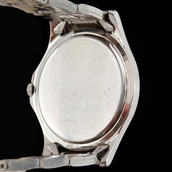 ARMBANDSUR, herr, Bucherer, stål, sent 1900-tal.