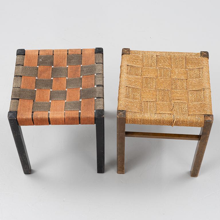 Axel Larsson, two similar stools, Svenska Möbelfabriken, Bodafors, Sweden, 1930's.
