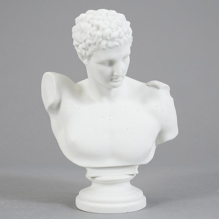 SKULPTUR / BYST, parian, Gustavsberg, daterad 1894.