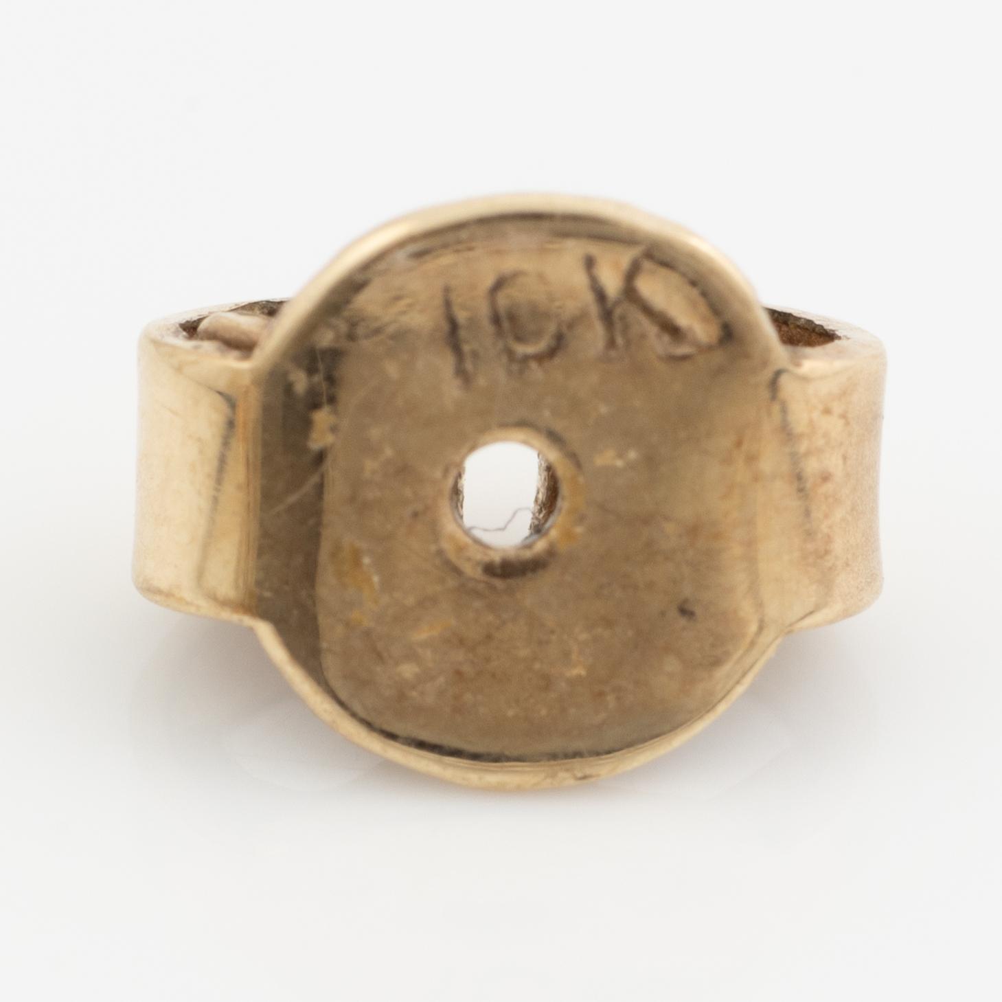 Earrings, a pair, 10K gold with opals.