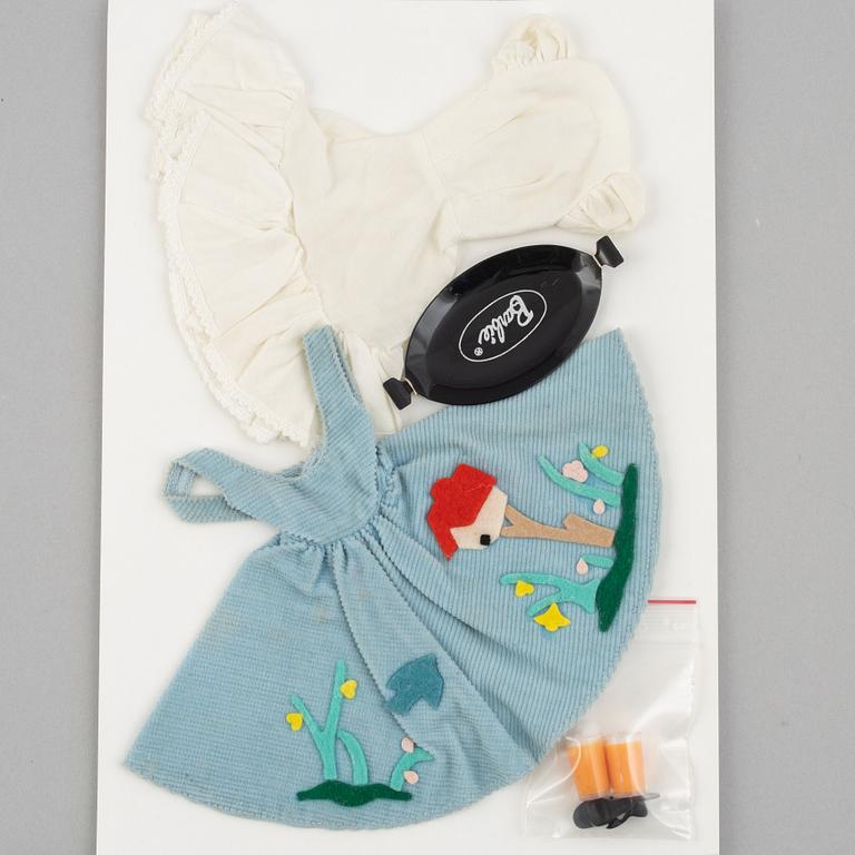 Clothing sets, Barbie, 4 pcs, including "Barbie Friday Night, 0979" & "Barbie Cinderella, 872", Mattel, 1960s.
