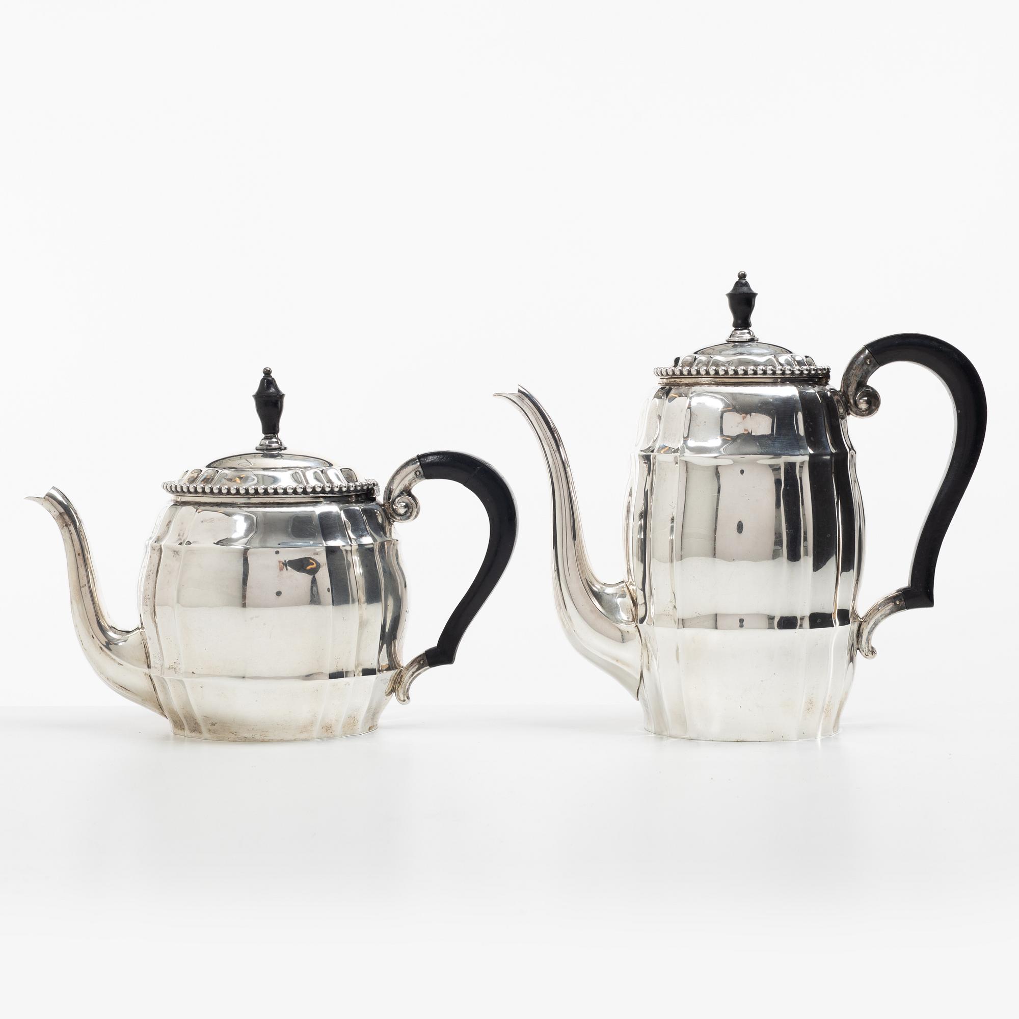 Coffee service, 5 pieces, silver, Hermann Walter, Germany, first half of the 20th century.