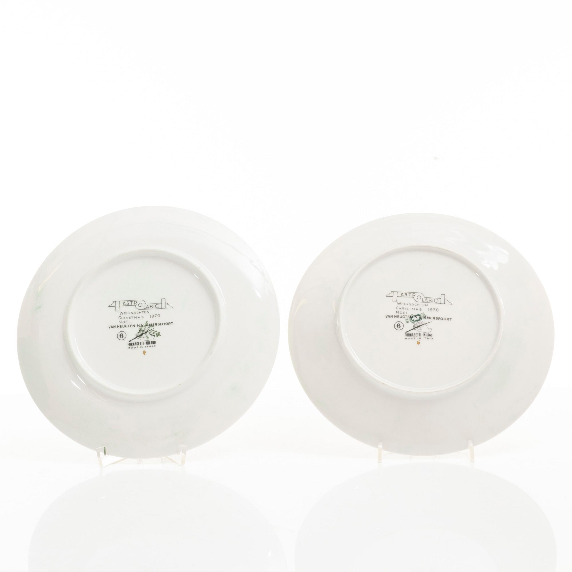 Piero Fornasetti, tallrikar, 5 st, "Astro Labio", Milano, Italien, 1970.