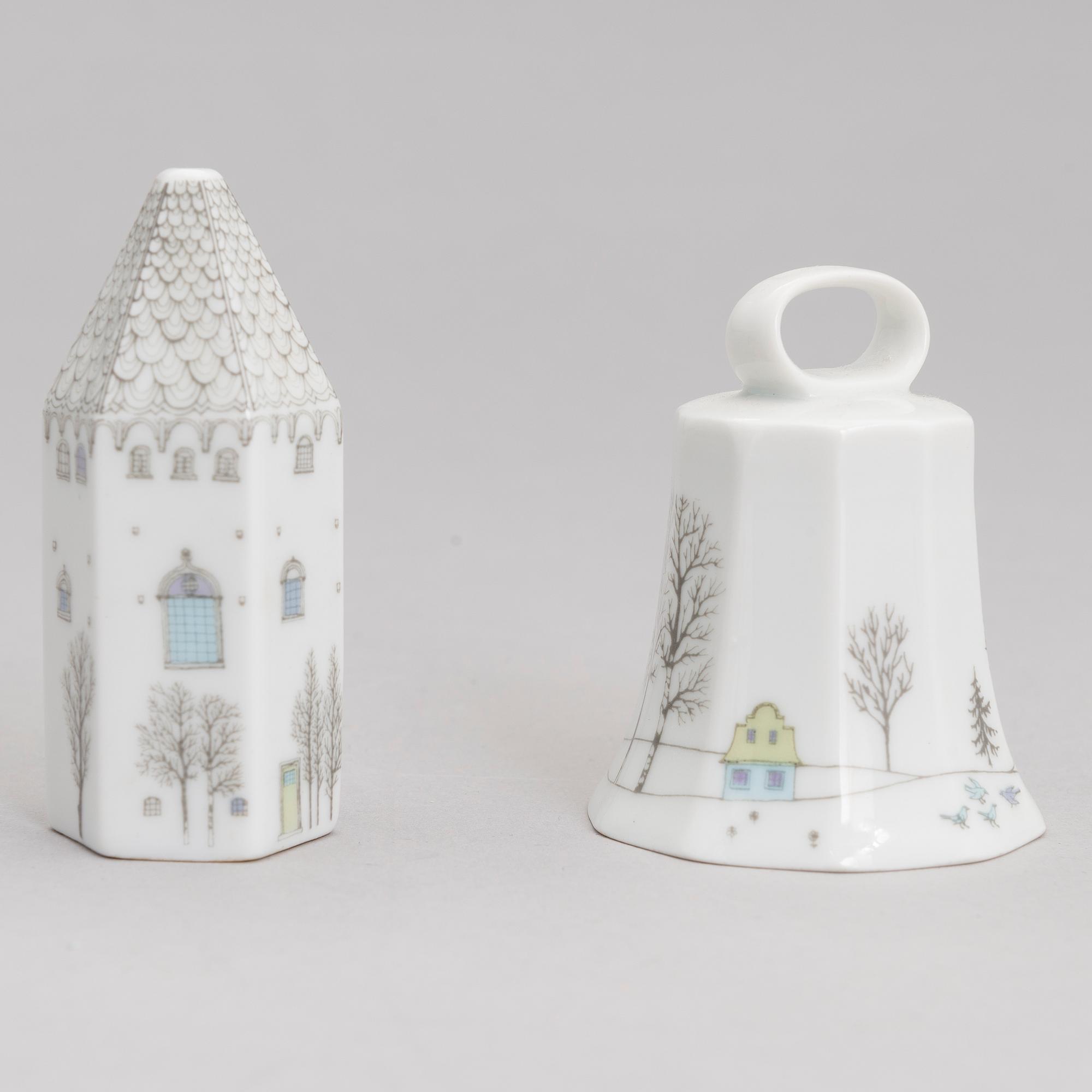 TAPIO WIRKKALA ja RUT BRYK. Posliiniesineitä. 7 osaa. "Winterreise" & "Polygon". Rosenthal. 1900-luvun loppu.