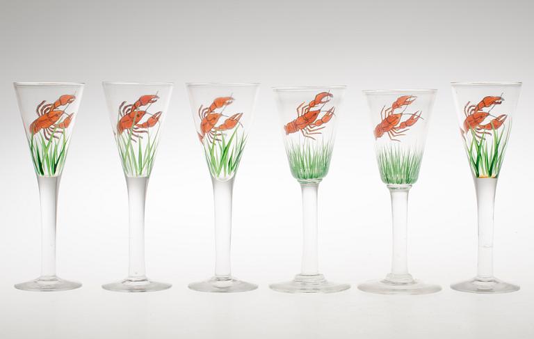 KRÄFTSERVIS, 7 delar, glas, troligen Johansfors, 1930-tal.