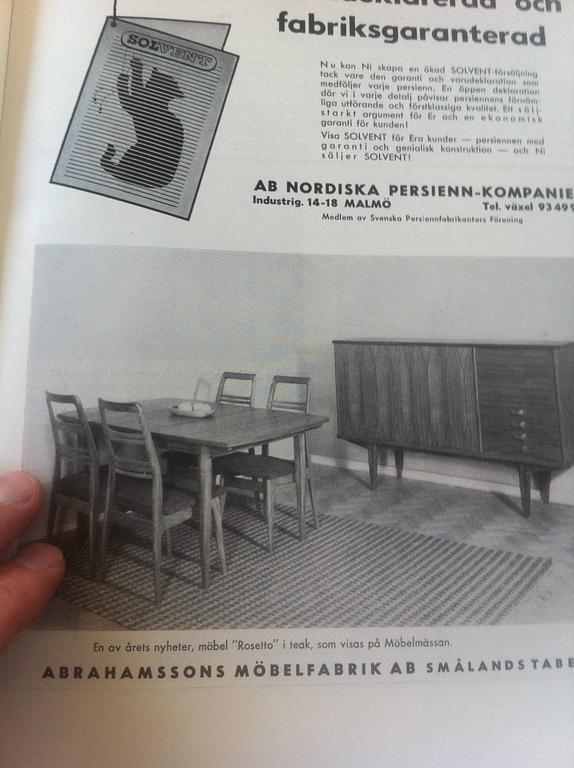 A chair by Svante Skogh from the Rosetto-series, Abrahamssons Möbelfabrik AB, Smålands Taberg, designed 1957.