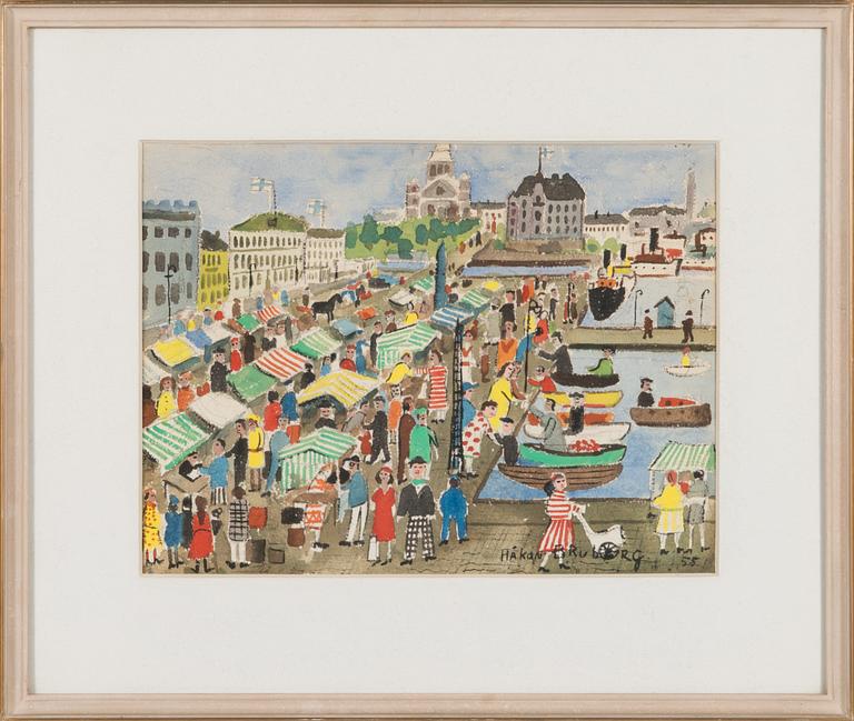 Håkan Brunberg, mixed media, signed and dated -55.