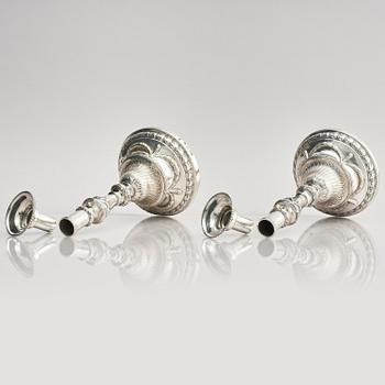 A pair of 18th century silver candlesticks, marks of Julius Marianus Bergs, Stockholm 1781.