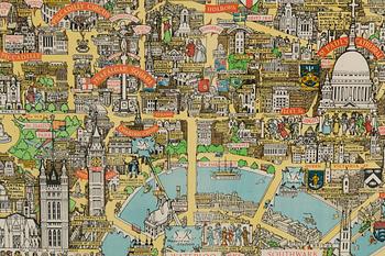 KERRY LEE, a lithographic poster/map, 'London The Bastion of Liberty', mid 20th century.