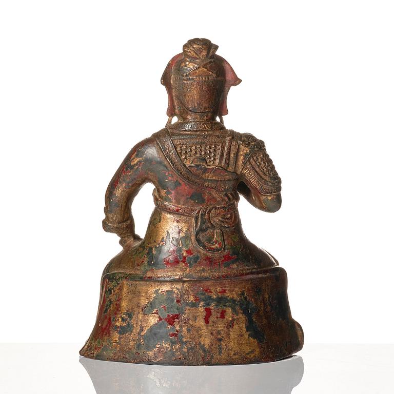 A bronze sculpture of a warrior, Ming dynasty (1368-1644).