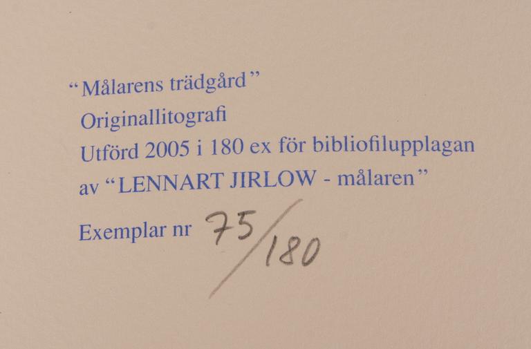 BOK, "Lennart Jirlow - Målaren", med färglitografi, sign o numr 75/180.