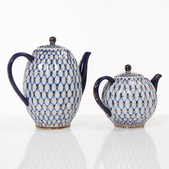 A 35-piece 'Cobalt Net' porcelain  Lomonosov, Soviet Union.