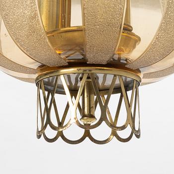 A brass and glass Swedish Modern ceiling light, 1940's/50's.