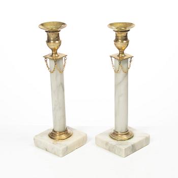 A pair of candelabra, late Gustavian, circa 1800.