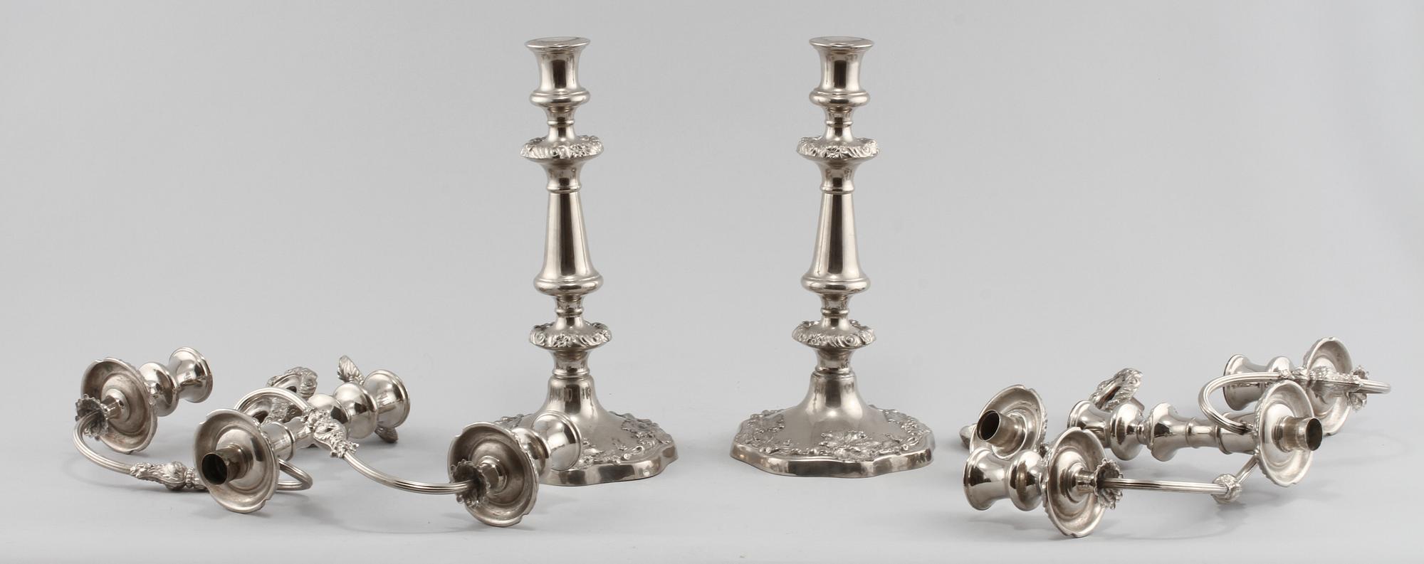 KANDELABRAR, ett par, nysilver, 1900-talets mitt/andra hälft.