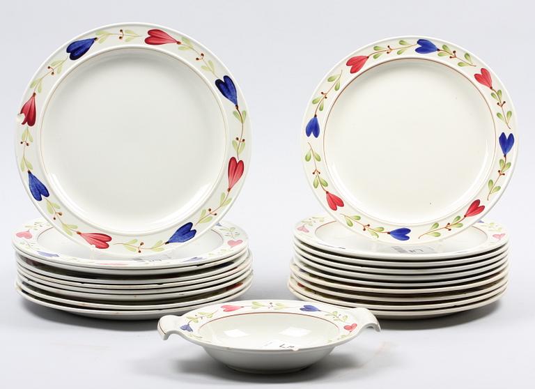SERVISDELAR, ca 20 st, flintporslin, "Ranka" Stig Lindberg, Gustavsberg.