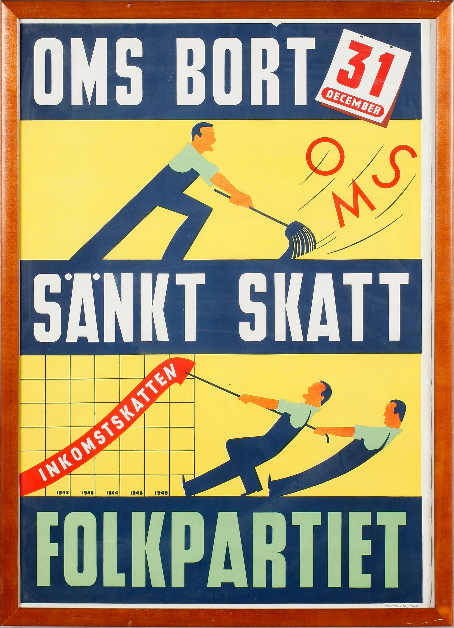 VALAFFISCH, Folkpartiet, Nyholms Lito, Stockholm, 1940-tal.