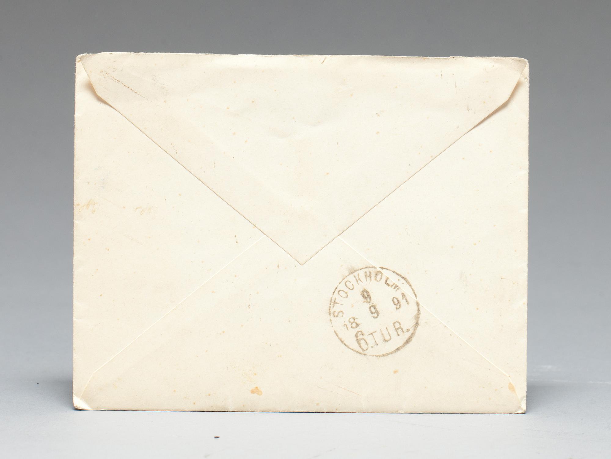 August Strindberg, letter, written by hand and signed at Djursholm September 9 1891.