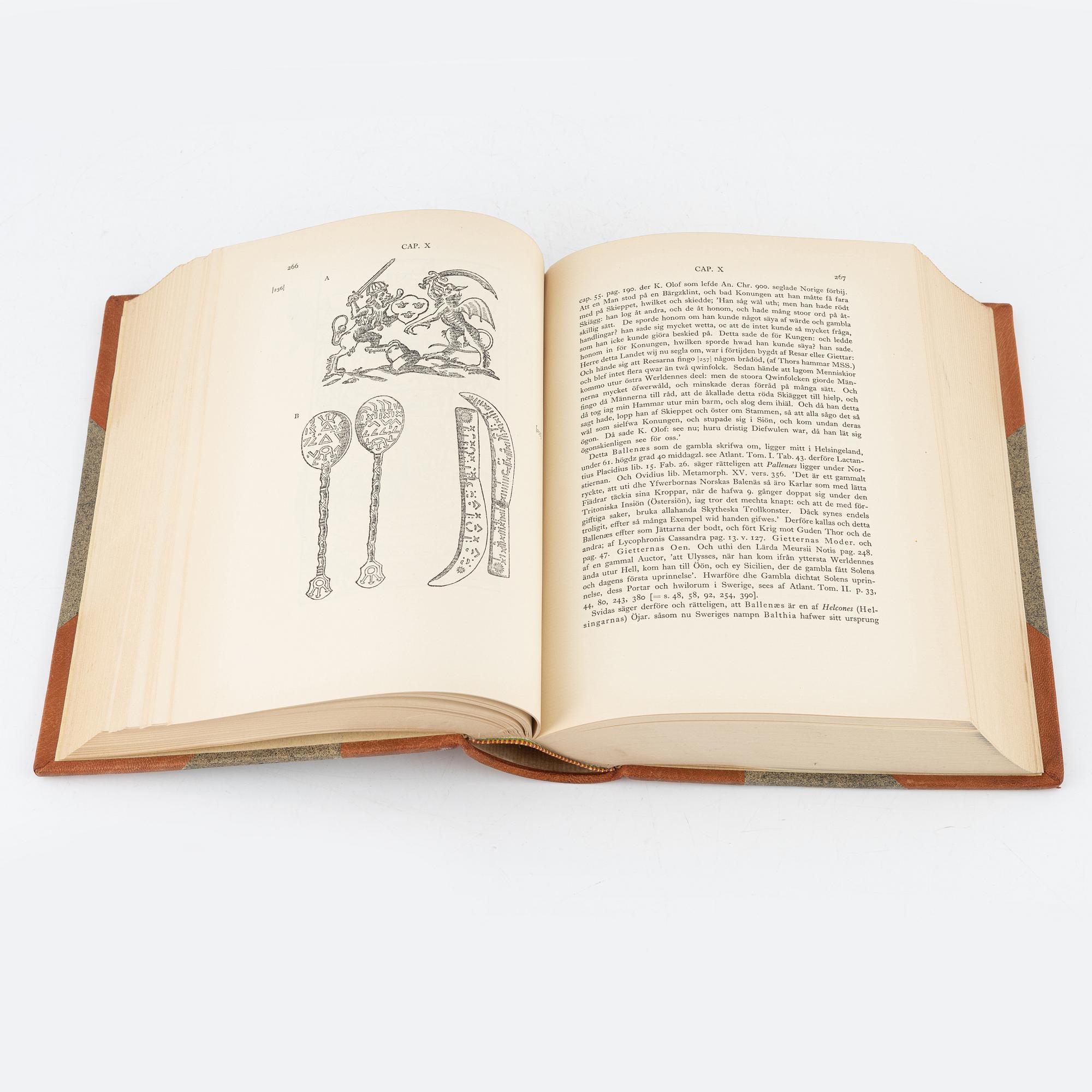 Olaus Rudbeck, Atlantica I-IV + taflor. Utgiven av Axel Nelson, numrerad bibliofilupplaga, Uppsala 1950.