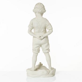 A biscuit porcelain sculpture, 'Pojke med groda', Gustafsberg 1913.