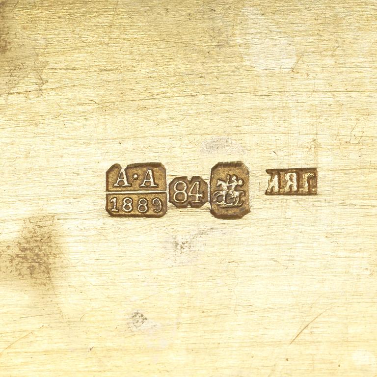 CIGARETTETUI, icke identifierad mästarstämpel, Moskva 1889.