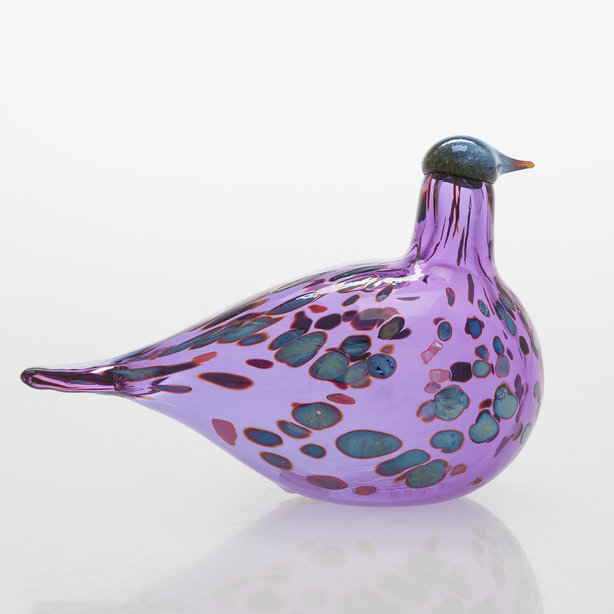 Oiva Toikka, glasfågel, "Amethyst bird", signerad och numrerad O. Toikka Iittala 140 2021/1887.