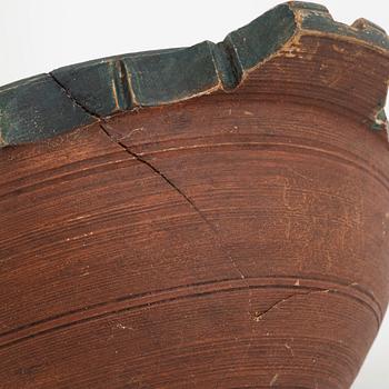 A lathed and painted bowl dated 1783.