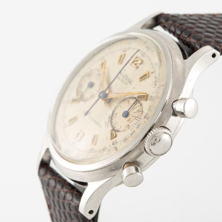 Universal Genève, Uni-Compax, chronograph, wristwatch, 35 mm.