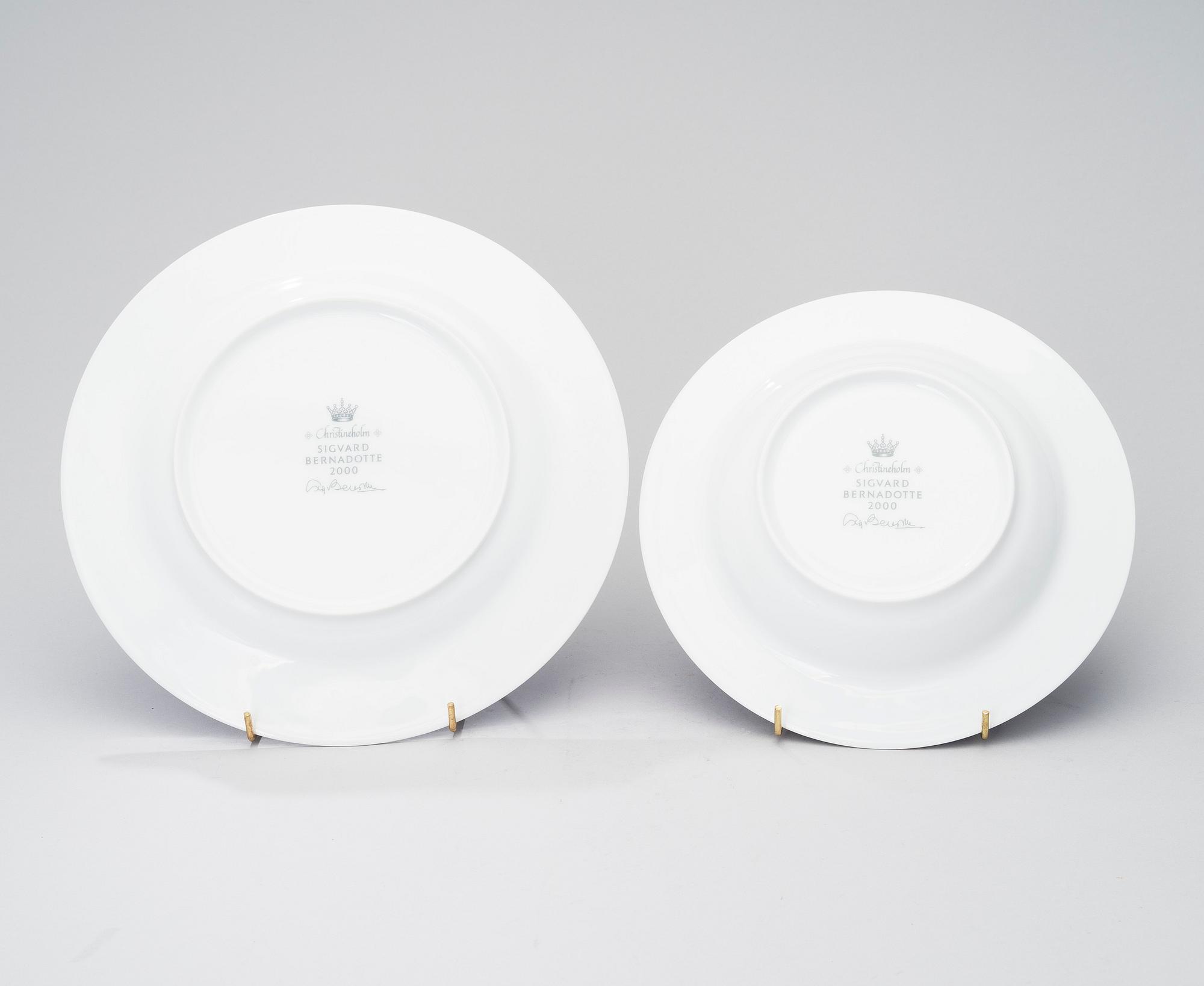SIGVARD BERNADOTTE, 43 piece, porcelain tableware, "Christineholm"/"Marianne Royal Blue" Millenium 2000.