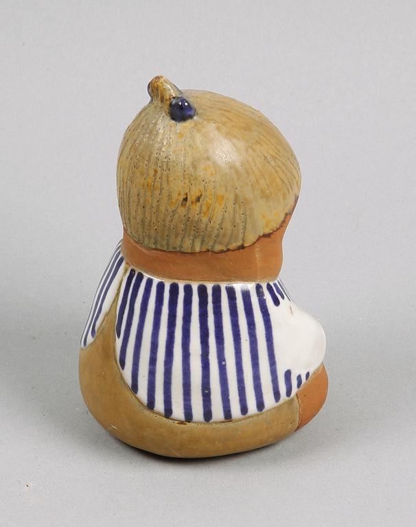 FIGURIN samt VÄGGPLAKETT, stengods, Lisa Larson, Gustavsberg.