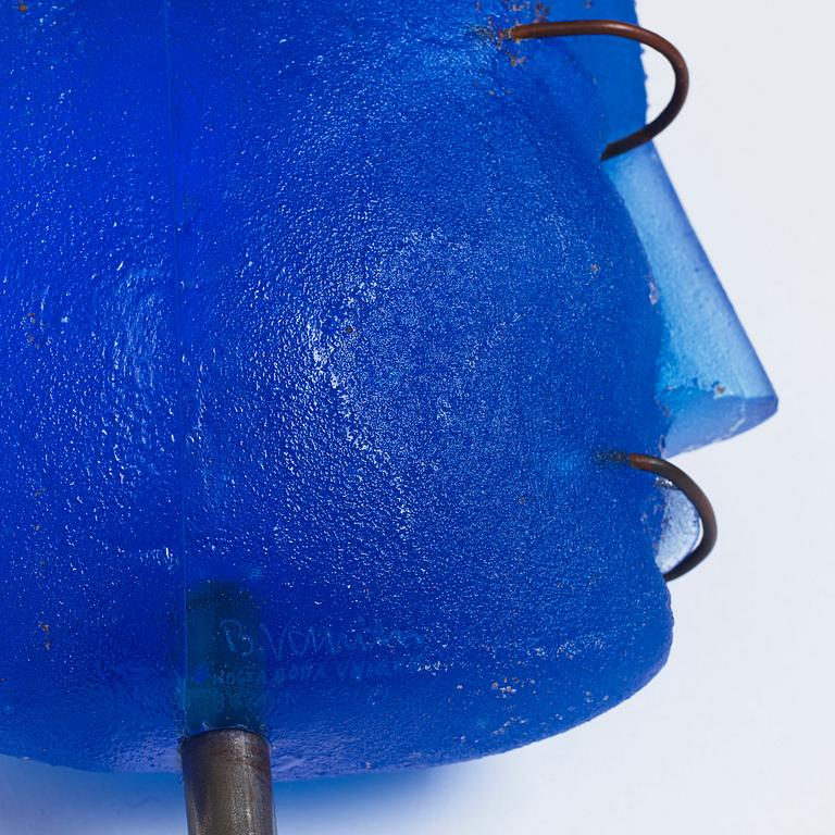 Bertil Vallien, a sand casted 'Head' glass sculpture, Kosta Boda, Sweden ca 1996.