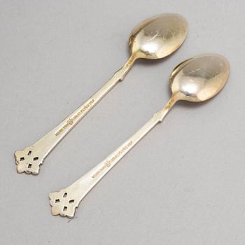 Twelve sterling silver and enamelled spoons, Norway.