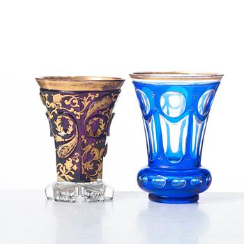 Two Russian cut and gilded beaker glasses, 19th Century.