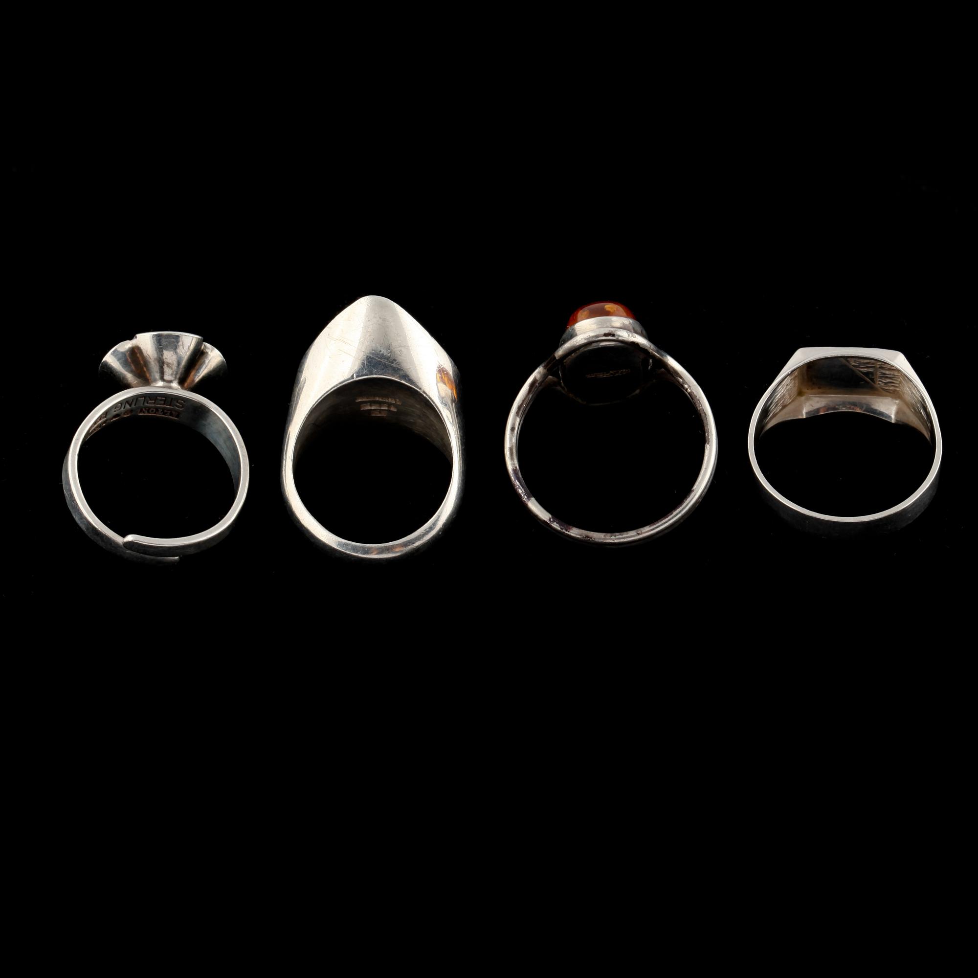 RINGAR, 4 st, silver, delvis Alton Falköping. Vikt 23,9 g.