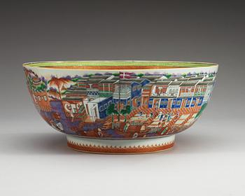 A massive Chinese Export 'Hong' punch bowl, Qing dynasty, Qianlong (1736-95).