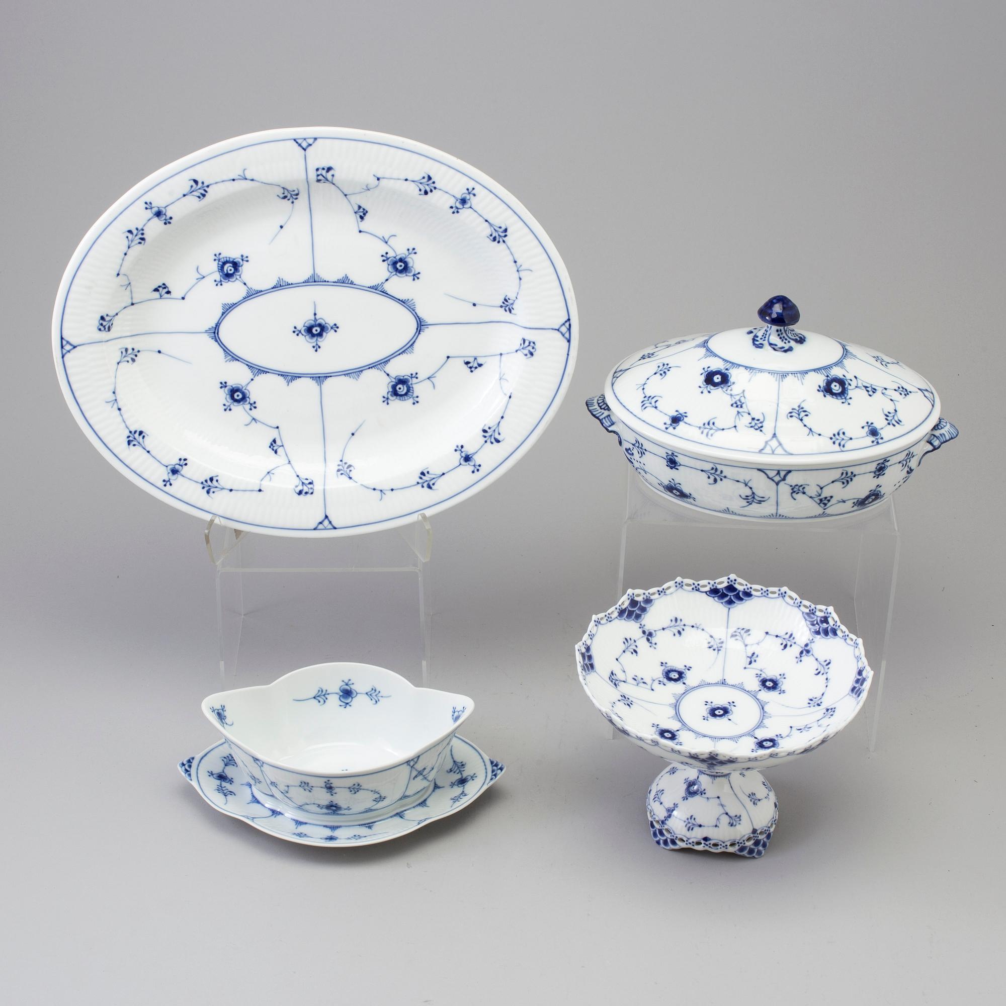 A 37-piece porcelain service, 'Musselmalet', Royal Copenhagen,