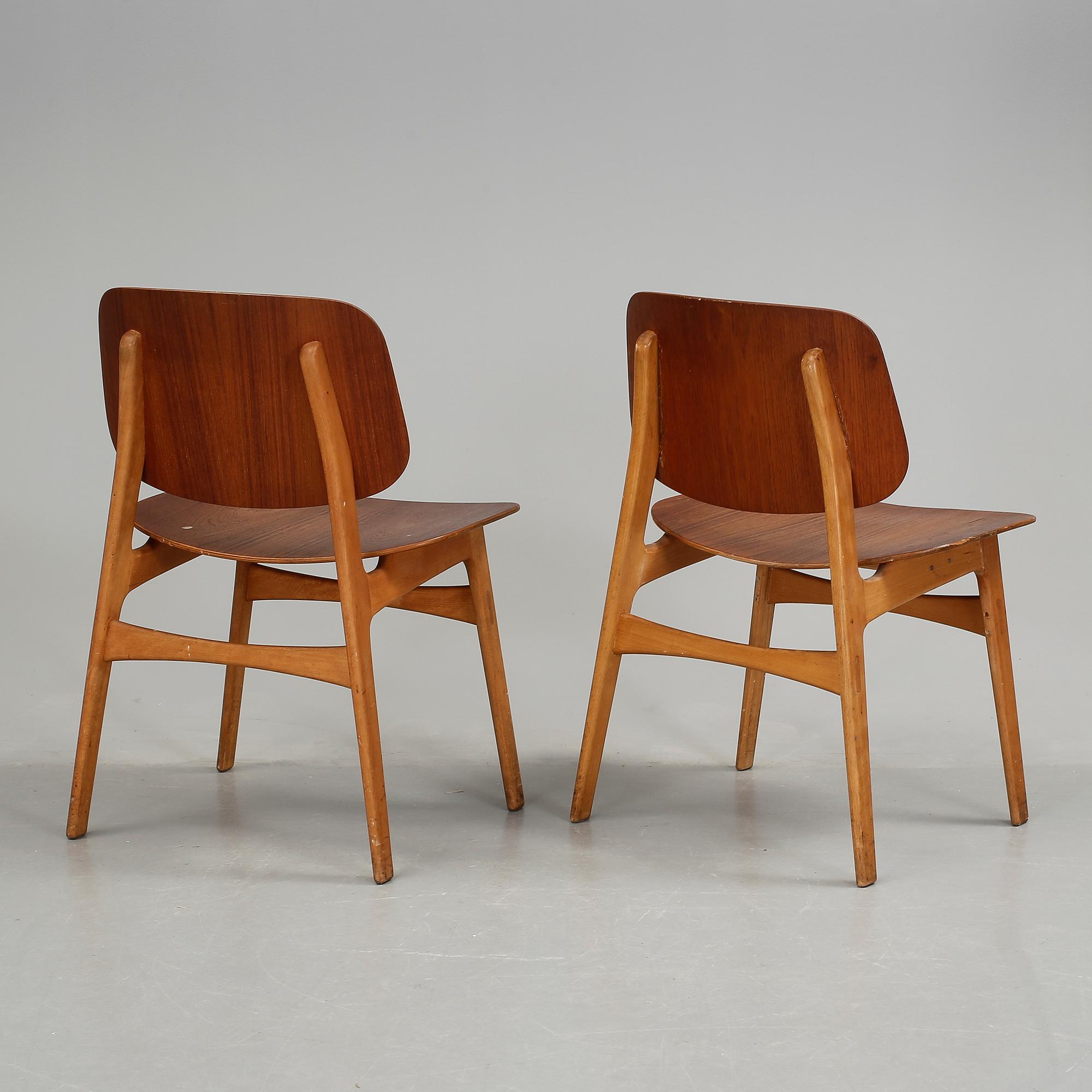 STOLAR, ett par, modell 155, Börge Mogensen, Danmark 1950-tal.