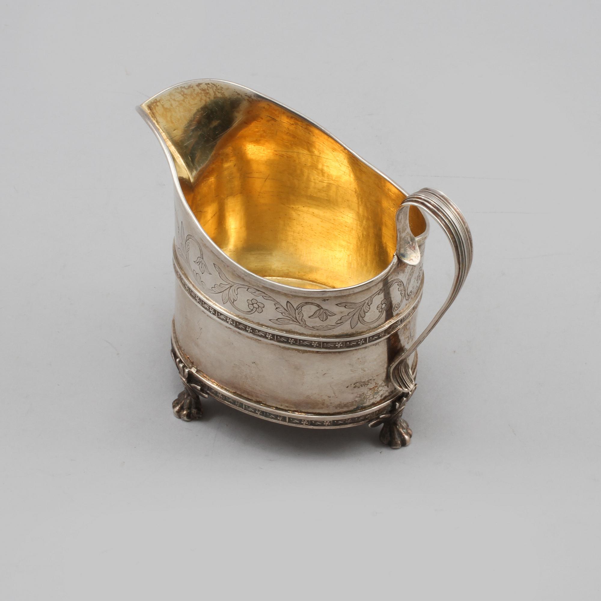 GRÄDDKANNA, silver, Erik Albrecht Körsner, Falun, empire, 1810, vikt 175 gram.