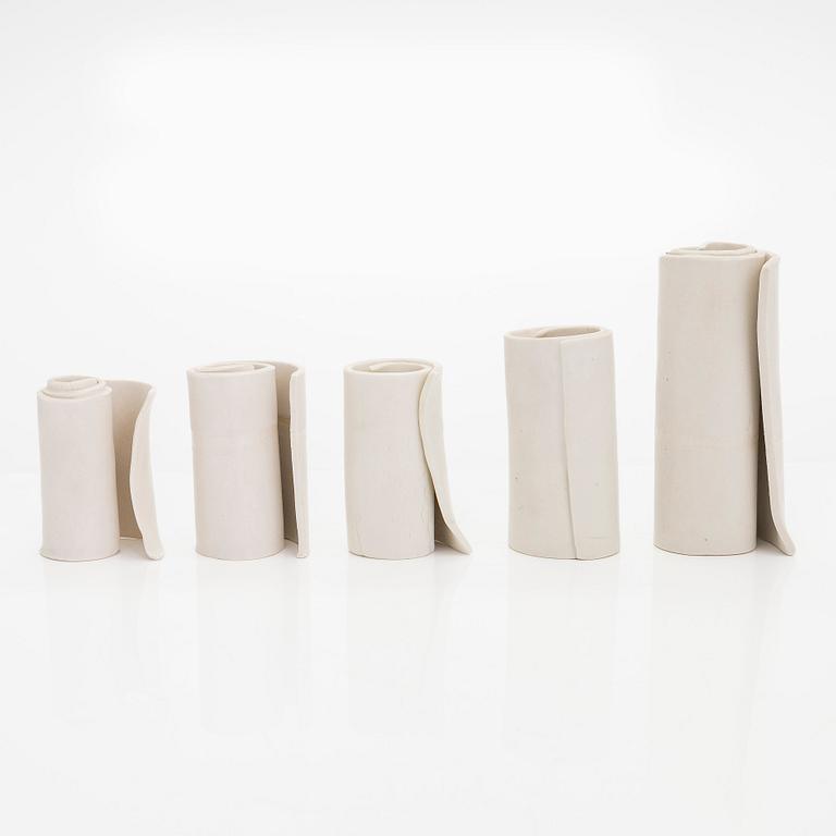 Kyllikki Salmenhaara, five stoneware ' Winding' sculptures signed KS.