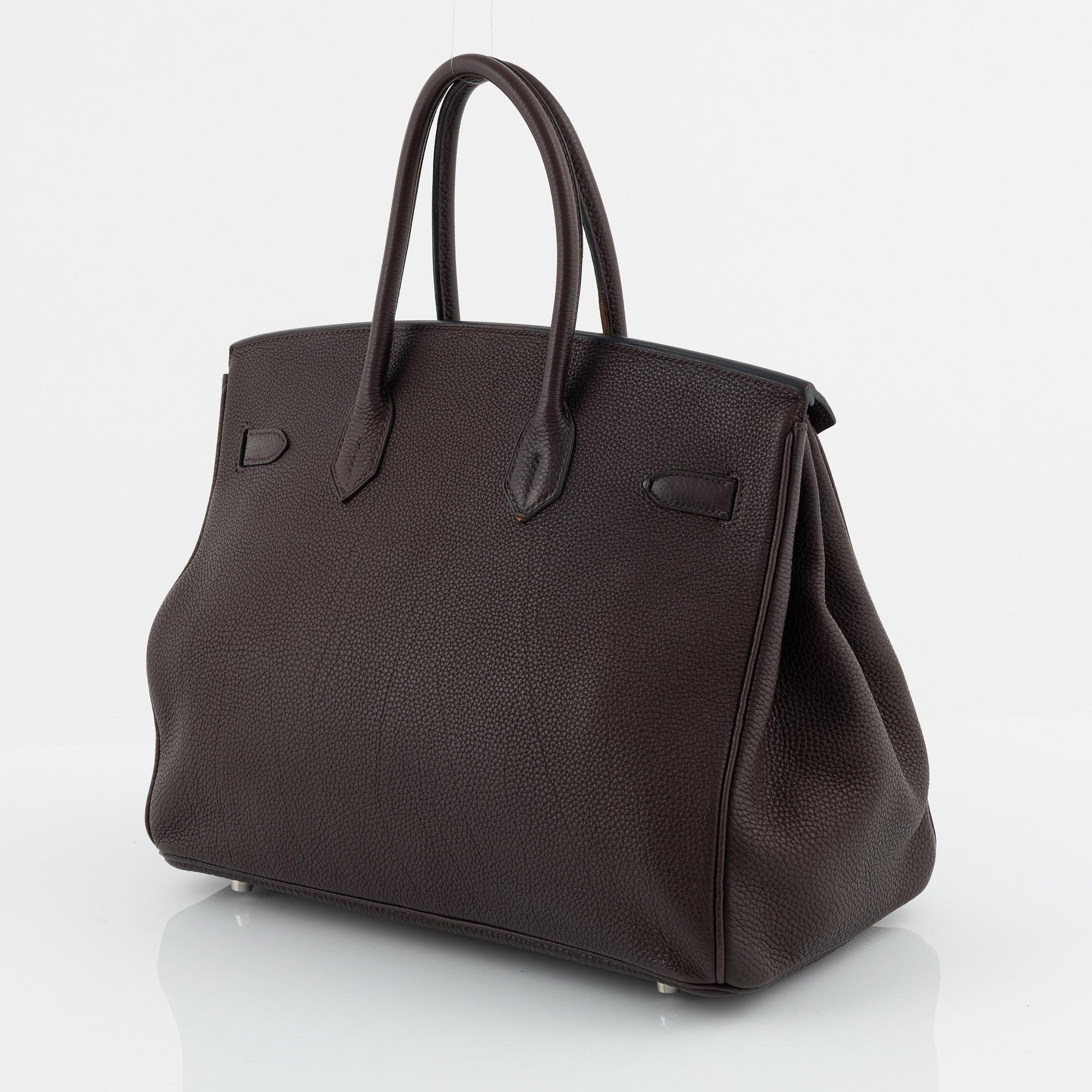 Hermès, a chocolate brown Togo leather 'Birkin 35' handbag, 2008.