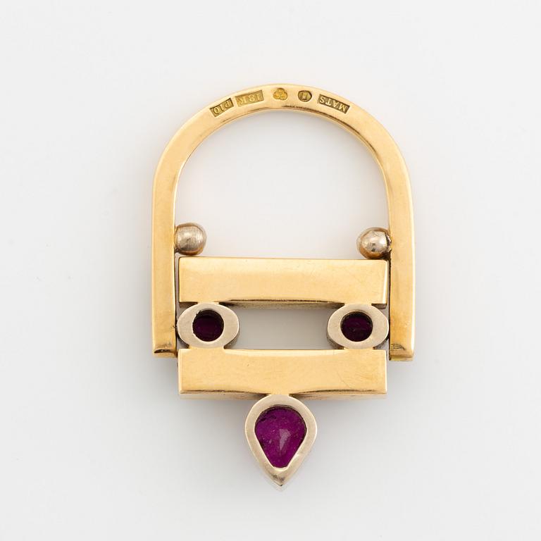 Mats Eskils, an 18K gold ring with tourmaline and rubies, Stockholm 1989.