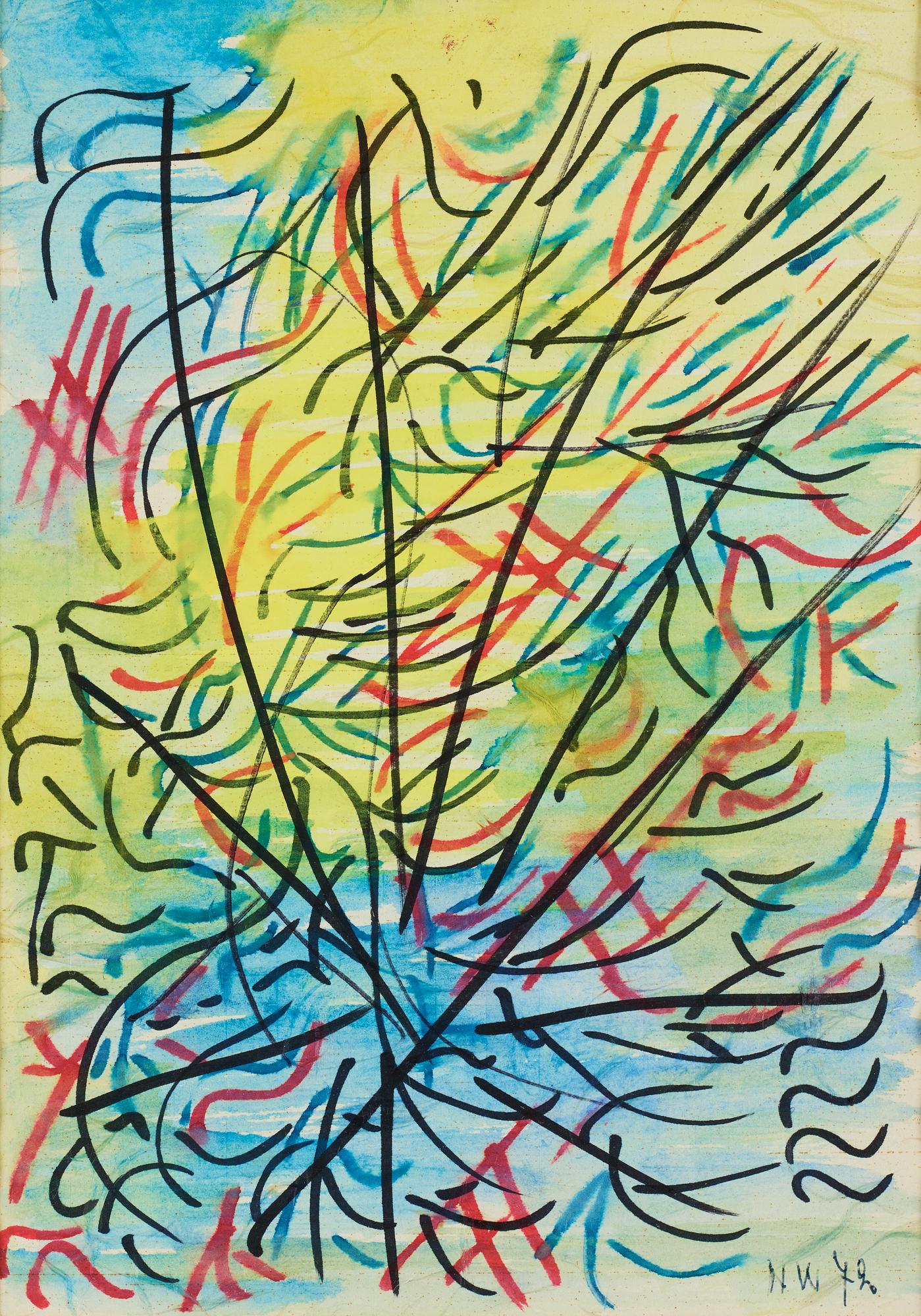NELL WALDEN, mixed media on paper, signed and dated -72.