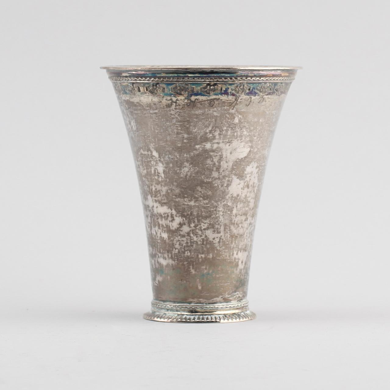 BÄGARE, silver, Henrik Nourin, Norrköping 1769. Vikt ca 147 g.