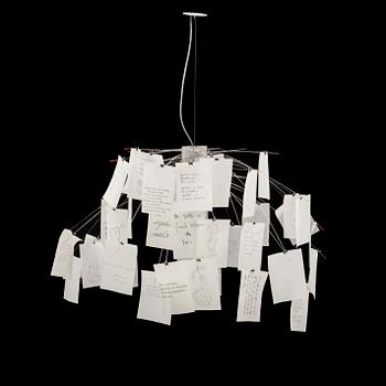 A contemporary ceiling lamp "Zettel's" by Ingo Maurer.