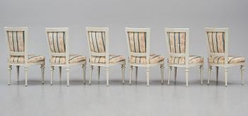 A set of six late Gustavian chairs by E. Ståhl (master in Stockholm 1794-1820).