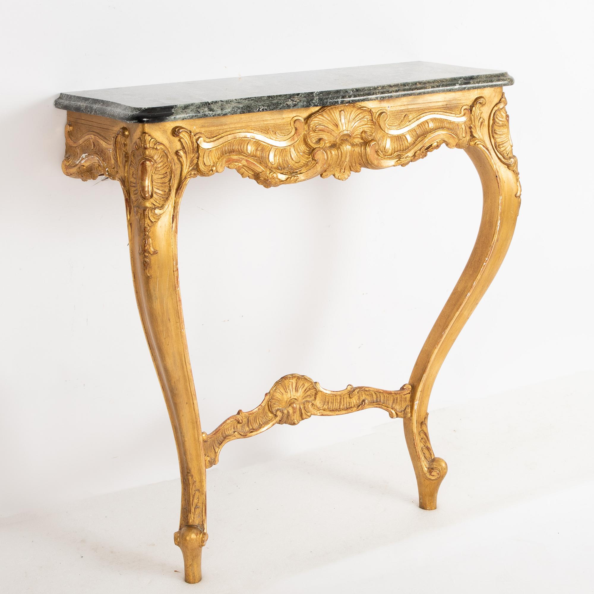 Spegel med konsolbord, rokokostil, 1900-talets första hälft.